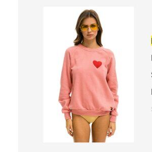 Aviator nation heart embroidery sweatshirt - petal small